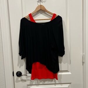 Stylish Black and Orange Women's Top